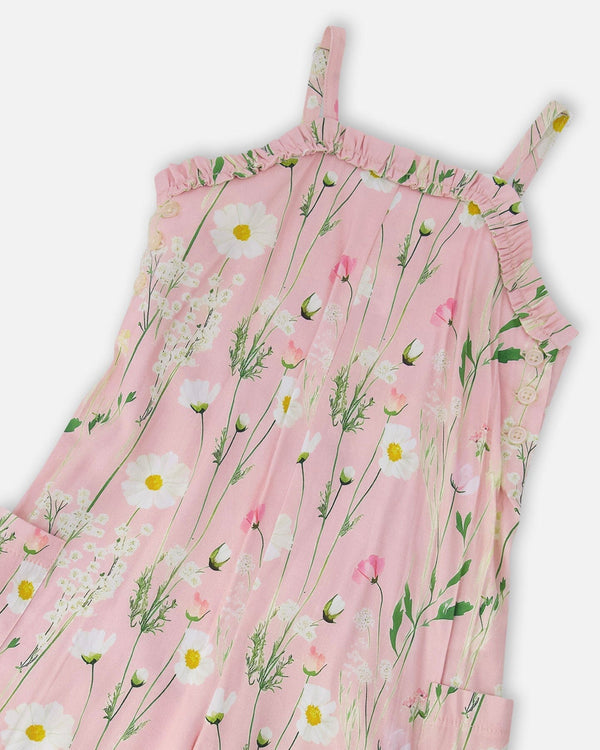 Viscose Jumpsuit Pink Printed Flowers - H30K42_3H115