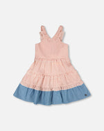 Poplin And Chambray Dress Off White And Pink Stripes - H30K87_3H128