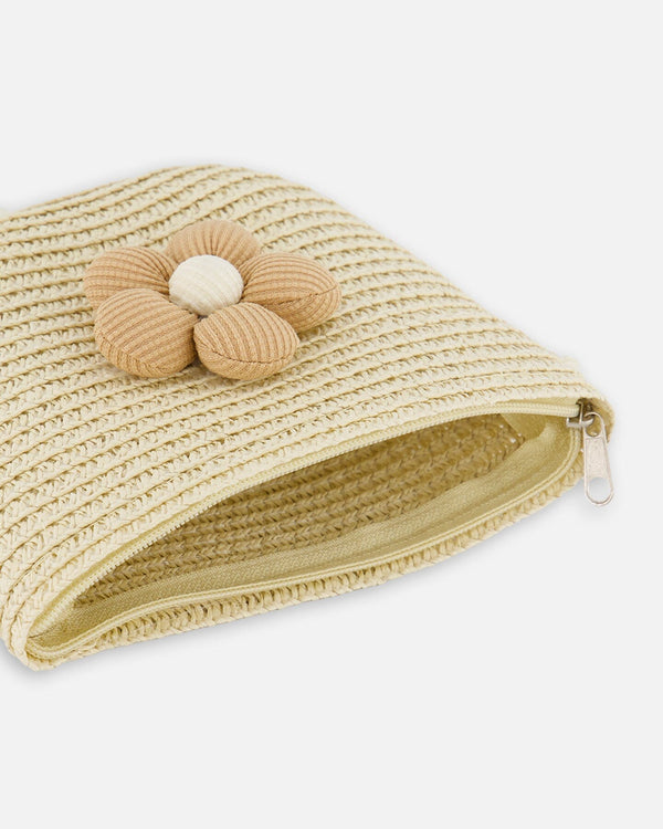 Flower Straw Purse Beige - H30KA_3H209