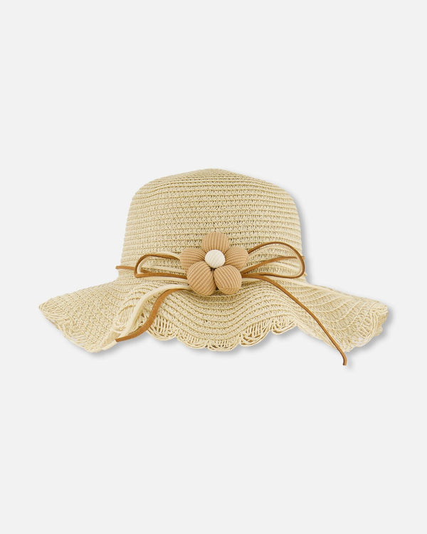 Flower Straw Hat Beige - H30KH_3H209