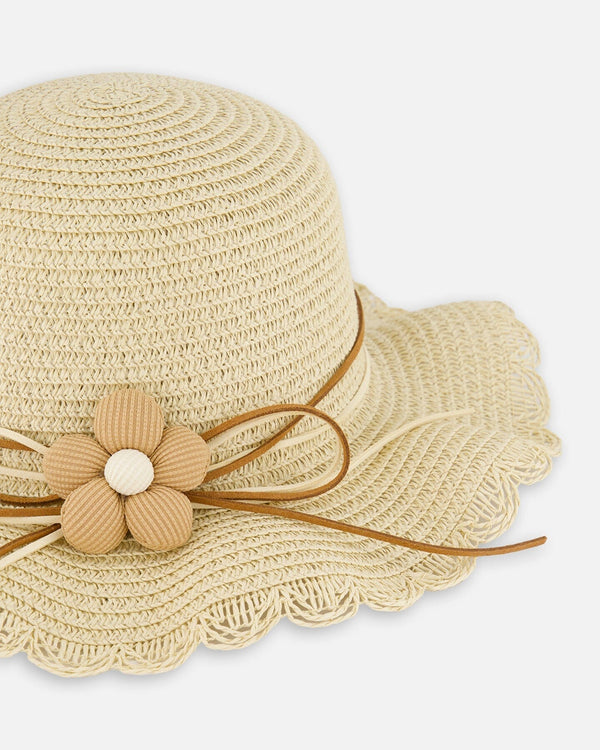 Flower Straw Hat Beige - H30KH_3H209