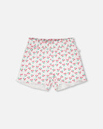 Rib Shorts White Printed Cherries - H30L28_3H142