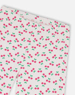 Rib Flare Leg Leggings White Printed Cherries - H30L61_3H142