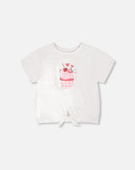 Organic Cotton Jersey T-Shirt With Tie At Waist White - H30L70_01000
