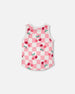 Organic Cotton Jersey Tank Top Pink Printed Cherries - H30L72_3H140