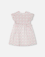 Cotton Rib Dress White Printed Cherries - H30L87_3H142