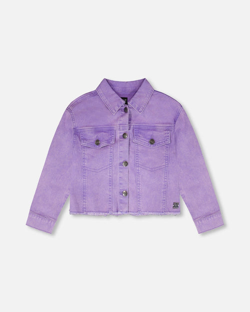 Mauve Denim Jacket With Embroidery - H30M50_05130