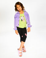 Mauve Denim Jacket With Embroidery - H30M50_05130