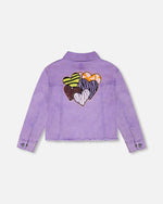 Mauve Denim Jacket With Embroidery - H30M50_05130