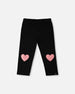 Organic Cotton Jersey Capri Black With Knee Foil Heart Print - H30M60_09990