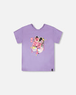 Organic Cotton Jersey T-Shirt Mauve With Sneakers - H30M70_05130