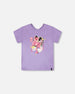 Organic Cotton Jersey T-Shirt Mauve With Sneakers - H30M70_05130
