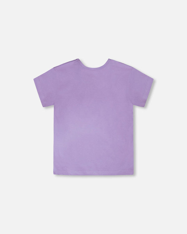 Organic Cotton Jersey T-Shirt Mauve With Sneakers - H30M70_05130
