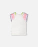 Organic Cotton Jersey T-Shirt White With Multicolor Mesh Sleeves - H30M72_01000