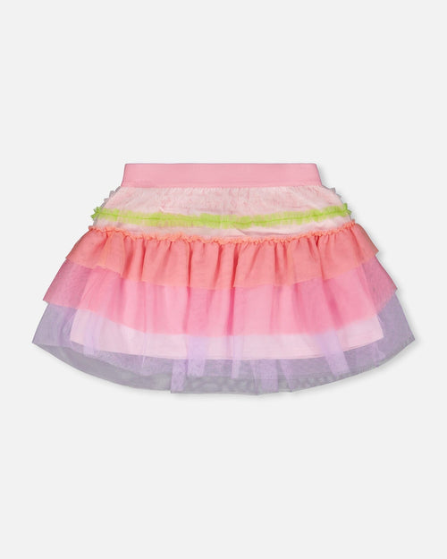 Mesh Skirt With Multicolor Frills - H30M80_3H173