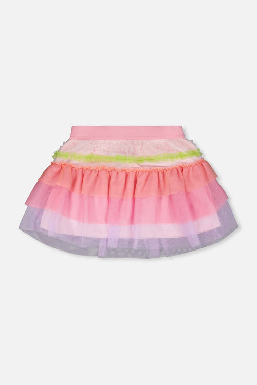 Mesh Skirt With Multicolor Frills - H30M80_3H173