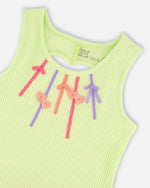 Sleeveless Bi-Material Dress Lime Green - H30M86_03004