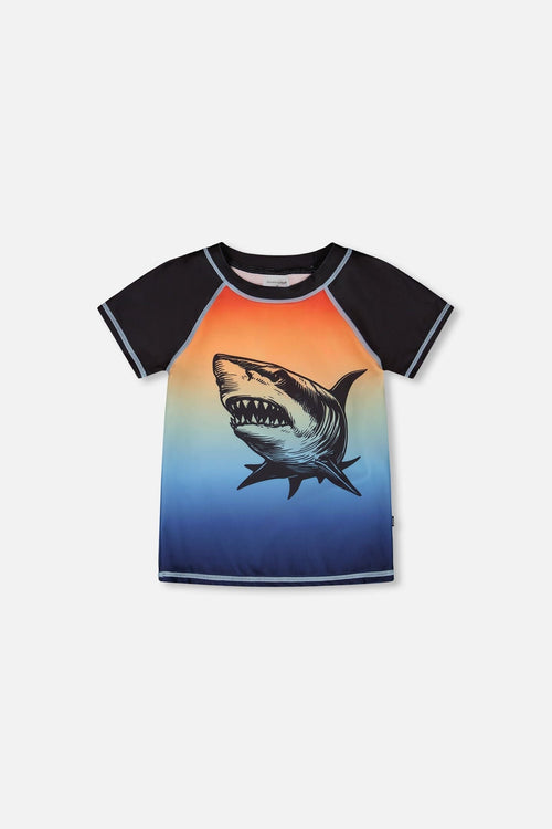 Short Sleeve Rashguard Blue And Orange Gradient - H30OB65_3H159