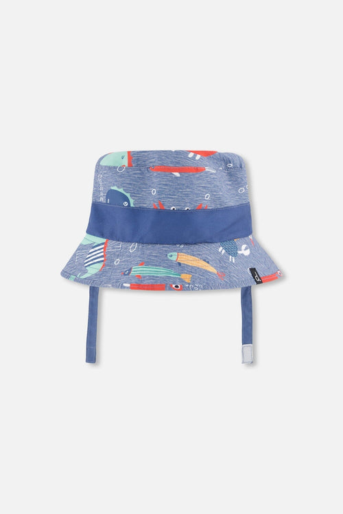 Recycled Polyester Beach Hat Blue Marine Animal Print - H30OBC_3H158
