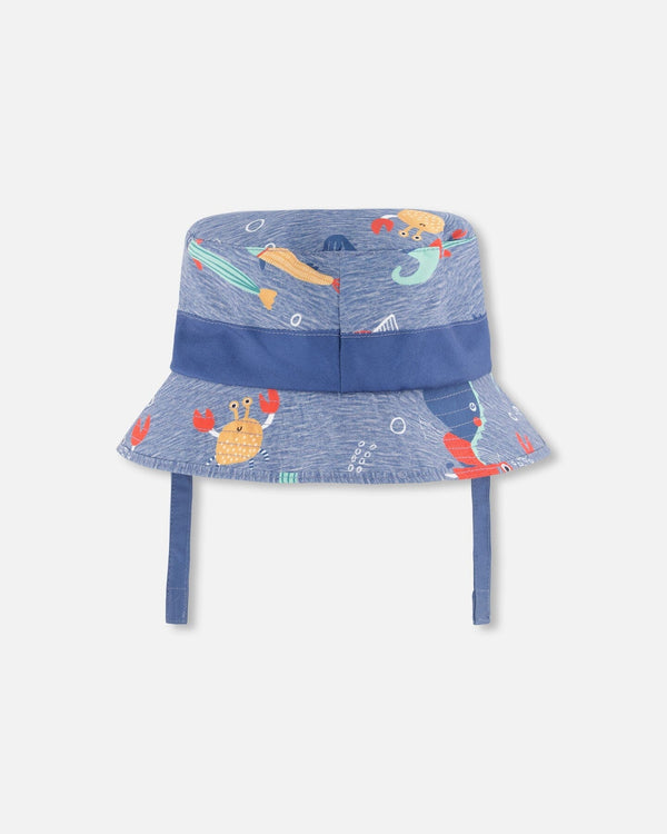 Recycled Polyester Beach Hat Blue Marine Animal Print - H30OBC_3H158