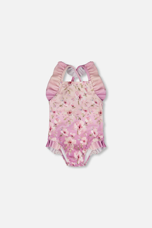 Baby And Toddler One-Piece Swimsuit Purple Flower Print - H30OG10_3H143