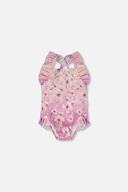 Baby And Toddler One-Piece Swimsuit Purple Flower Print - H30OG10_3H143