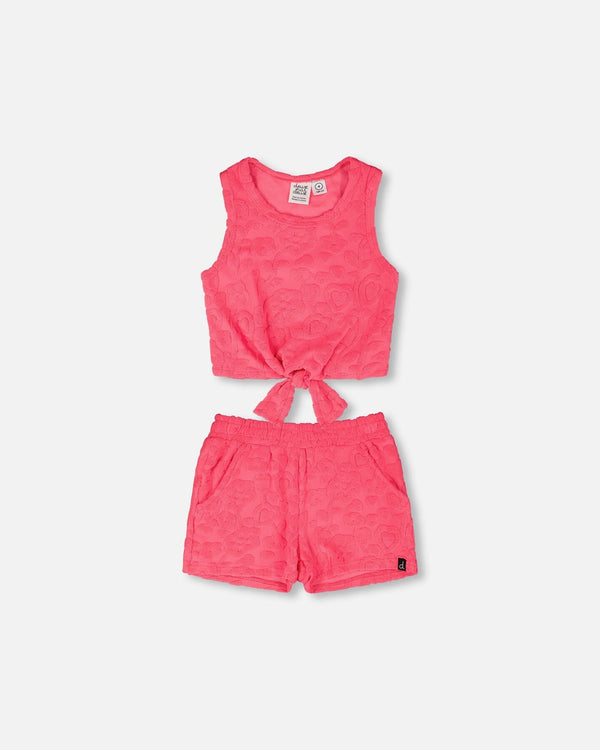 Terry Tank Top With Shorts Set Pink - H30OG13_3H186