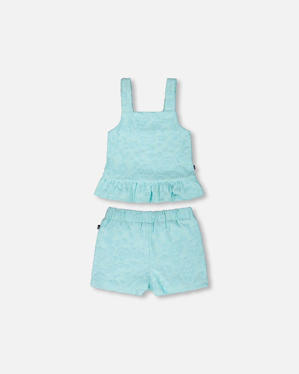 Terry Tank Top With Shorts Set Light Blue - H30OG14_3H182