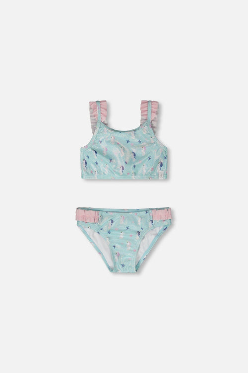 Two-Piece Swimsuit Blue Seahorse Print - H30OG22_3H150