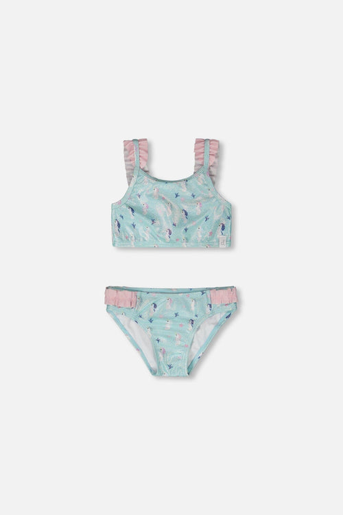 Two-Piece Swimsuit Blue Seahorse Print - H30OG22_3H150
