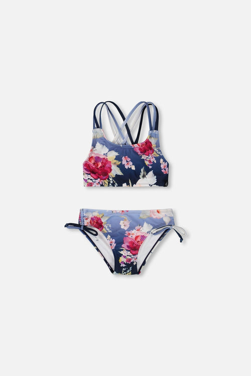 Two-Piece Swimsuit Blue Rose Print - H30OG23_3H144