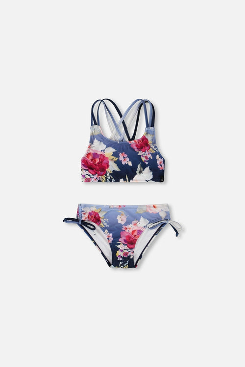 Two-Piece Swimsuit Blue Rose Print - H30OG23_3H144
