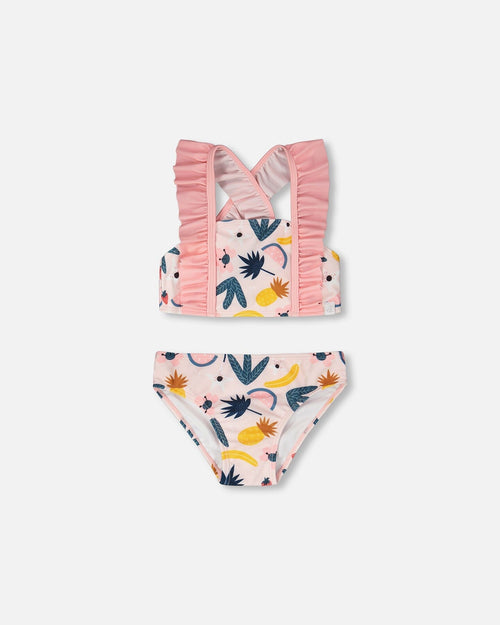 Two-Piece Swimsuit Pink Printed Fruits - H30OG34_3H149