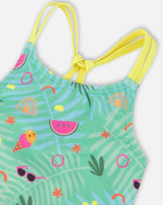 Two-Piece Swimsuit Green Beach Print - H30OG42_3H147