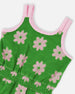 Terry Cloth Sleeveless Jumpsuit Green Printed Flowers - H30OG44_3H183