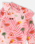 Baby And Toddler One-Piece Long Sleeve Rashguard Pink Beach Print - H30OG50_3H148