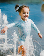 Baby And Toddler One-Piece Long Sleeve Rashguard Blue Seahorse Print - H30OG60_3H150