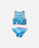 Two-Piece Swimsuit Blue Shell Print - H30OG62_3H153