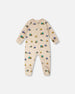 Organic Cotton Baby One-Piece Pyjama Beige Truck Print - H30PA40US_3H088