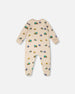 Organic Cotton Baby One-Piece Pyjama Beige Truck Print - H30PA40US_3H088