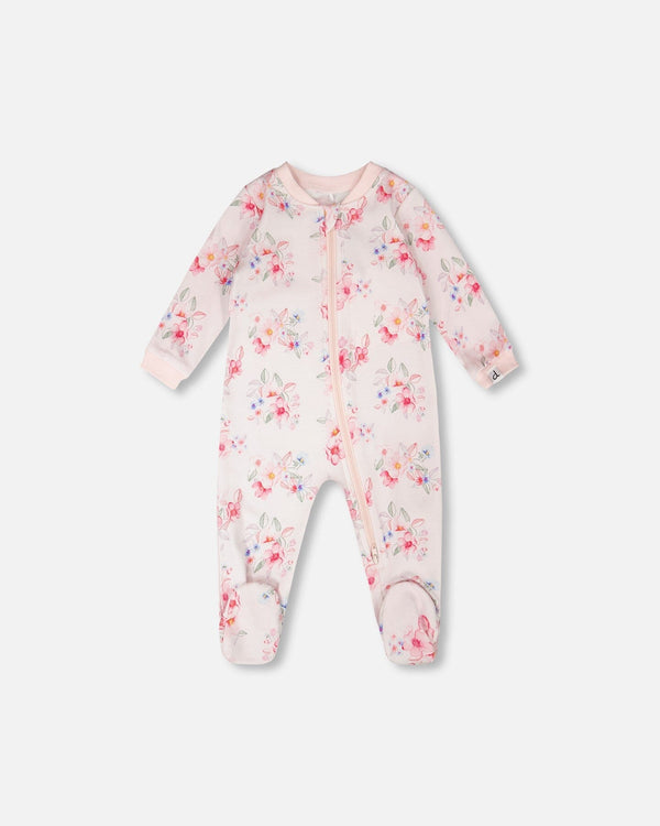 Organic Cotton Baby One-Piece Pyjama Pink Flower Print - H30PA40US_3H092