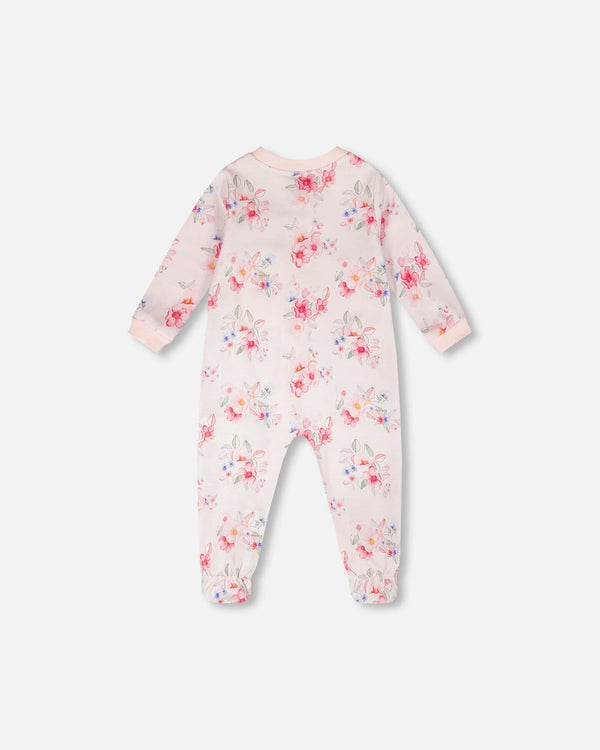 Organic Cotton Baby One-Piece Pyjama Pink Flower Print - H30PA40US_3H092