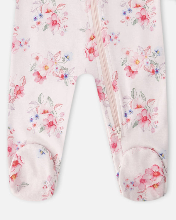 Organic Cotton Baby One-Piece Pyjama Pink Flower Print - H30PA40US_3H092