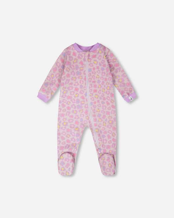 Organic Cotton Baby One-Piece Pyjama Purple Animal Print - H30PA40US_3H097