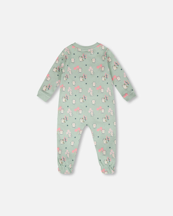 Organic Cotton Baby One-Piece Pyjama Blue Kitten Print - H30PA40_3H093