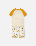 Organic Cotton Two-Piece Pyjama Set Grey Mix Baseball Print - H30PB10US_3H090