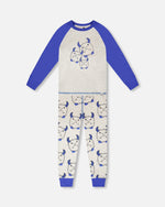 Organic Cotton Two-Piece Pyjama Set Grey Mix Monster Print - H30PB12US_3H086