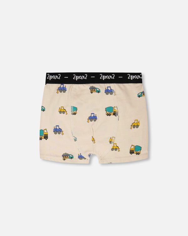 Organic Cotton Boxer Beige Truck Print - H30PB60_3H088