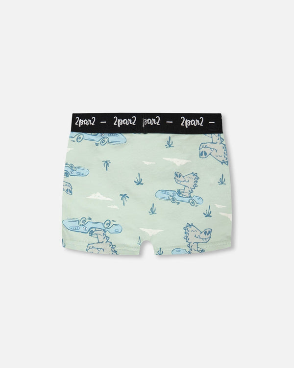 Organic Cotton Boxer Green Crocodile Print - H30PB60_3H089
