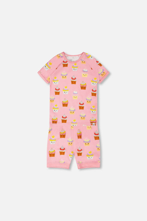 Organic Cotton Two-Piece Pyjama Set Pink Cupcake Print - H30PG11US_3H096